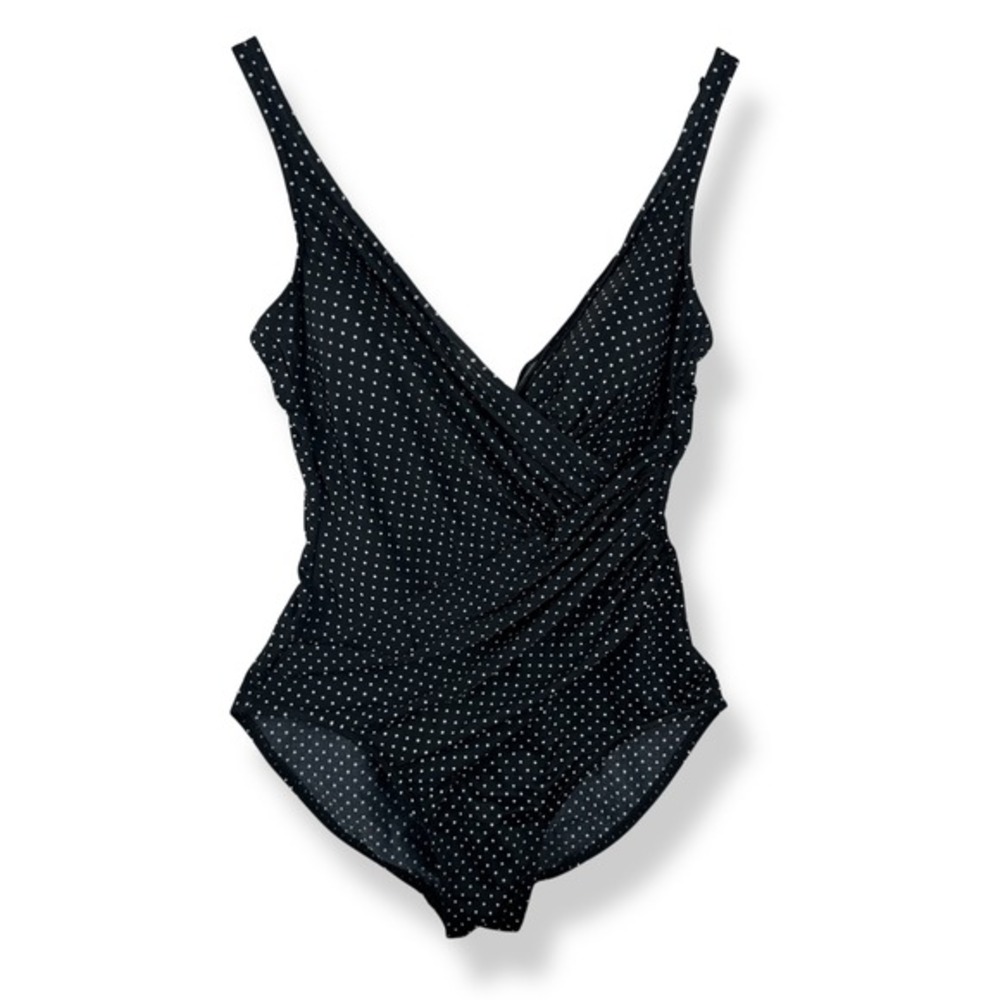 Miraclesuit Slimming Swimsuit‎ Womens Size 12 Polka Dot Ruched One Piece Pinup
